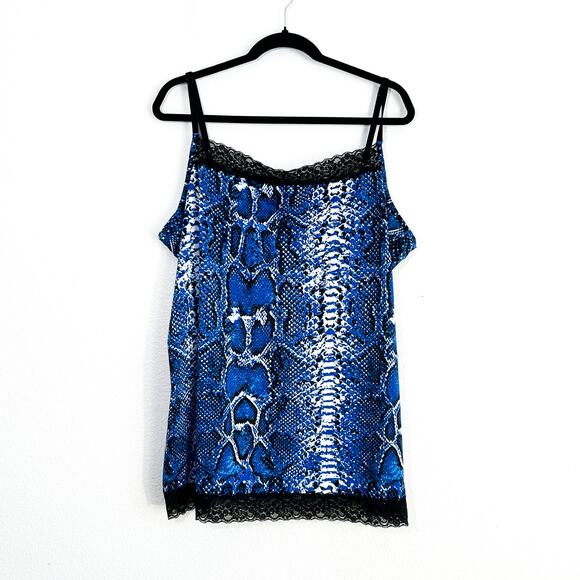 Fashion Bug Lace Trim Cami Tank Plus Size Top 2X Womens Y2K 90s Snake Print - Picture 1 of 6